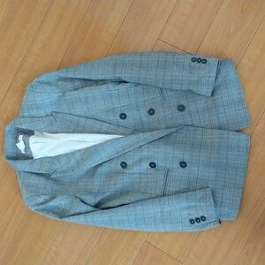 Beautiful H&M Ladies Gray Plaid Double-Breasted Blazer Coat SZ Size 6